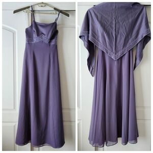 Alfred Angelo Dress Gown Womens 8 Purple Prom Formal Babydoll Y2K Empire Beaded